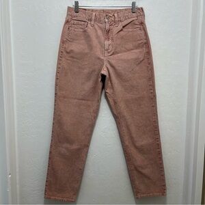 American Eagle Super Stretch Pink Corduroy High rise Mom Jean Size 4